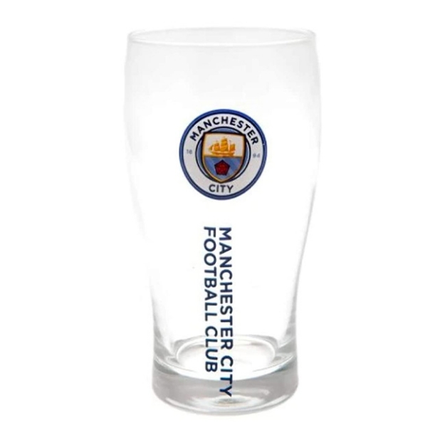 MANCHESTER CITY WORDMARK CREST PINT GLASS