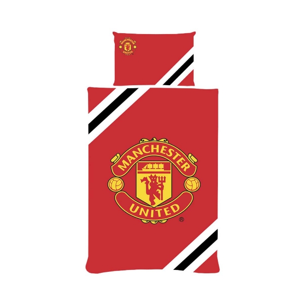MANCHESTER UNITED FC STRIPE SINGLE DUVET SET